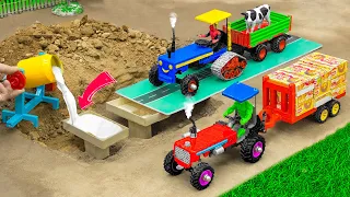 DIY tractor making mini concrete bridge | Diy heavy tractor full of Parle-G loading | @Sunfarming