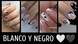 TENDENCIA EN UÑAS BLANCO Y NEGRO 2024 #acrylicnails #uñasdemoda #diseñosdeuñas #nailart #nailswinthe