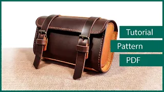 Bicycle leather saddle bag pattern and tutorial, leather pattern, ASMR, PDF, DIY