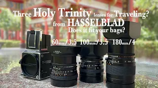 En : Thai : 3 Hasselblad holy trinity lenses, 60-100-180mm in your bags for traveling, HassyPB back