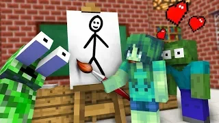 Escola Monstro | Monster School: DESAFIO DE AULA DE DESENHO ENGRAÇADO - Minecraft Animado