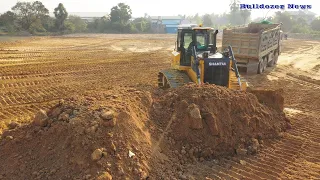 SHANTUI DH17c3  Bulldozer Working Pushing Soil To Slop Water Build Road - អាប៊ុលរុញដីលុបស្រះ