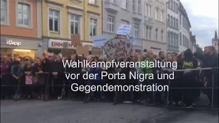 AfD-Wahlkampfveranstaltung vor der Porta Nigra und Gegendemonstration "Für ein buntes Trier"