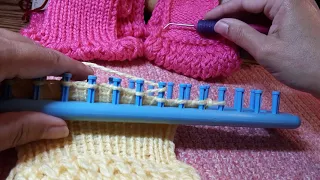 Loom Knitting U-wrap, both directions