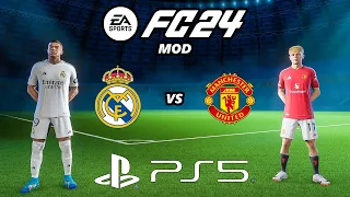 FC 24 REAL MADRID - MANCHESTER UNITED | PS5 MOD 24/25 Ultimate Difficulty Career Mode HDR Next Gen