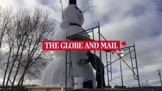 Hand-constructed, giant snowman record being chased in Fort McMurray