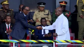 Museveni meets Kagame in Zanzibar, welcomed with a smile by East African Presidents #MapinduziDay60