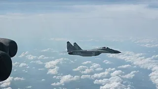 Bulgarian MiG-29 escorting a USAF B-52H Stratofortress