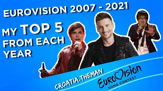 MY TOP 5 FROM EACH YEAR | Eurovision 2007 - 2021