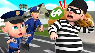 Police  Catches Thief + Police Song | More Nursery Rhymes & Kids Songs