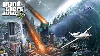 MEGA TSUNAMI AND METEORS DESTROY LOS SANTOS - GTA 5 END OF LOS SANTOS APOCALYPSE MOD