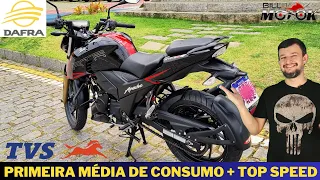 1º média de consumo Apache 200 ABS 2024 + TOP SPEED inicial.