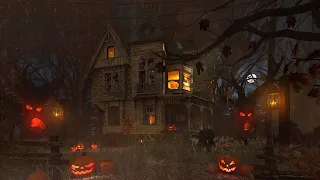 Halloween Spooky House Ambience - Haunted Burning House | Scary Rainy Halloween Night