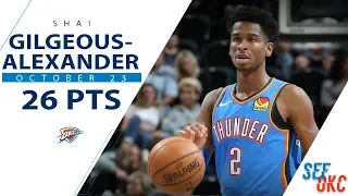 Shai Gilgeous-Alexander's Full Debut Highlights: 26 PTS vs Jazz | 2019-20 NBA Season - 10.23.19