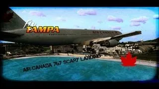 Air Canada 767 Scary Landing - Planespotting At St.Maarten | FSX