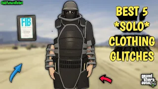 THE TOP BEST EASY 5 *SOLO* CLOTHING GLITCHES ALL IN 1 VIDEO - GTA 5 ONLINE *NO DELETING OUTFITS*