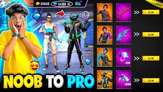 Free Fire Noob To Pro in 9999 Diamonds💎I Got All Rare Bundles And Guns Skin -Garena Free Fire