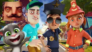 Hello Neighbor - My New Neighbor Mya Firefighter Police My Talking Tom Player Child History Gameplay