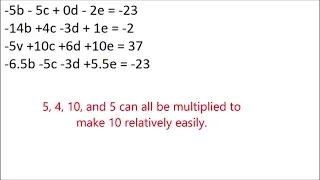 Solving a simultaneous equation with 5 unknowns