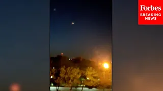 BREAKING: Footage Shows Flashes In Sky Near Near Isfahan, Iran As Israel Reportedly Launches Strikes