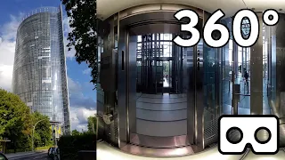 VR 360° Video | 4K! | DHL Post Tower Glass Elevator in 360!