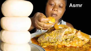 African Food mukbang asmr bitter leaf soup with african fufu Nigeria foodies asmr