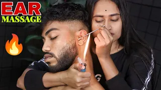 Ear Wax Removing With Fire | Ear Cleaning ASMR | Head Massage & Neck Cracking | ASMR Sleep Sound