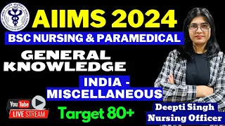 General knowledge - AIIMS Bsc Nursing Entrance Exam 2024 India Miscellaneous