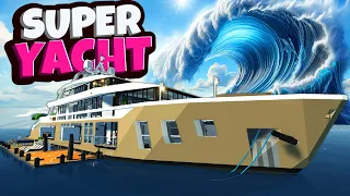 We Have to Survive a TSUNAMI in a Super Yacht in Stormworks Multiplayer!