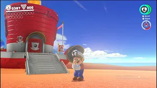 Super Mario odyssey explorando reino da areia