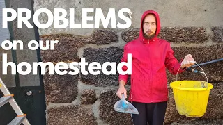 DIY Roof Replacement Part 2 | Building up stone walls, Ridge & a BIG problem on the homestead!