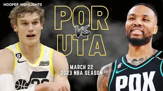 Portland Trail Blazers vs Utah Jazz Full Game Highlights | Mar 22 | 2023 NBA Season