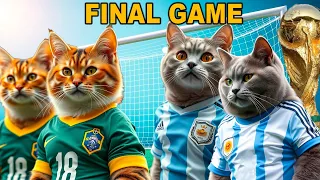 CLAWS OUT! CATS KITTENS WORLD CUP FINAL GAME! ARGENTINA VS BRAZIL