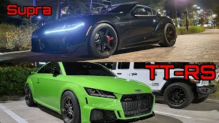 Toyota Supra VS Audi TT-RS's & Dodge Challenger Hellcat! | Epic Street Race