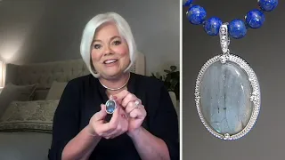 Opaque Gemstone Bead & Cabochon Necklace & Enhancer Set Sterling on QVC