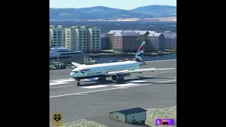 Spectacular Landing British Airways B777 at Gibraltar Airport