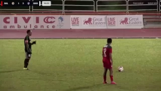 Balestier Khalsa goalkeeper's last minute freekick hits the post