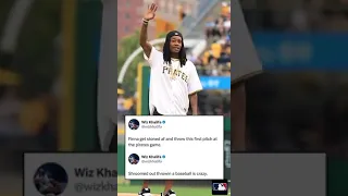 Wiz Khalifa gets high asf and throws the first pitch at the Pirates game on shrooms 😂 #TaylorGang