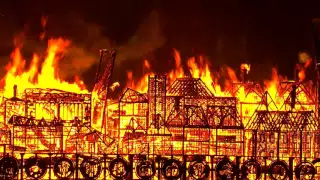 A 120-metre wooden model of London burning down on the Thames | Time Out London