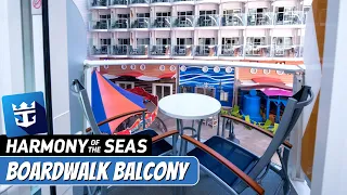 Harmony of the Seas | Boardwalk View Balcony Stateroom Tour & Review 4K | Royal Caribbean Cruise