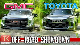 2023 Toyota Tundra TRD Pro vs GMC Sierra AT4X AEV - Mud, Rocks & Water will Decide Which is Better!