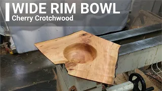 Woodturning - Natural Edge Wide Rim Bowl [Cherry Crotchwood]