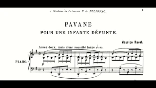 Maurice Ravel, Pavane pour une infante défunte, Piano and Music score