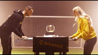 CRISTIANO RONALDO Y ANA MARKOVIC FUTBOLÍN CHALLENGE #anamarkovic #binance #foosball #cr7