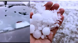 Happening now in Turkey! Hailstorm destroys Cars windscreen! Rock-size hailstorm in Istanbul!
