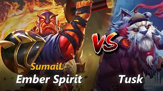 SumaiL- mid Ember Spirit vs Tusk | First 10 minutes