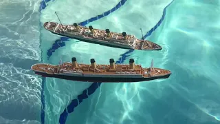 Dueling Titanics - Titanic Submersible Model vs Revell 1/570 sinking model - together in slow motion