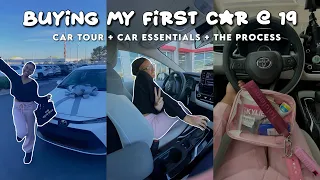 BOUGHT MY FIRST CAR AT 19| $4,000 discount ?!| car tour + car essentials + TIPS