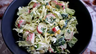 Салат "Снежный краб" - салат из крабовых палочек и овощей со вкусной заправкой