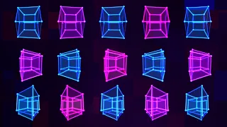 4D Hypercube Tesseract Array Matrix with Trippy Visual Neon Colors 4K DJ Visuals Loop Background
